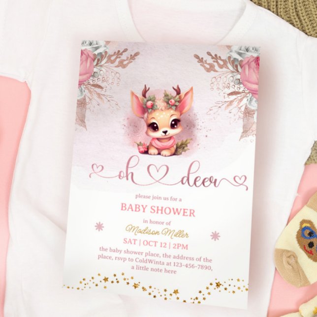 Invitación Winter Woodland Chica Baby Shower (Subido por el creador)