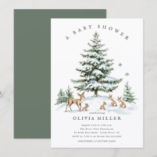 Invitación Winter Woodland Deer Baby Shower