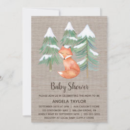 Invitación Winter Woodland Fox Baby Shower