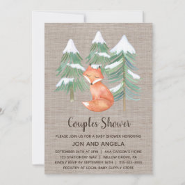 Invitación Winter Woodland Fox Couples Baby Shower
