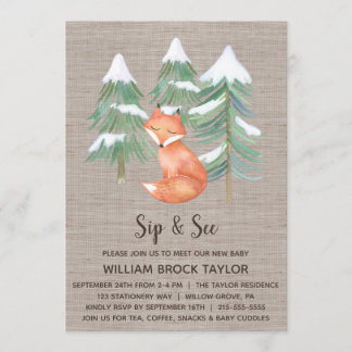 Invitación Winter Woodland Fox Sip y See
