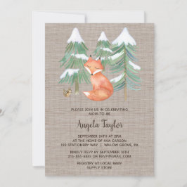 Invitación Winter Woodland Fox y Chipmunk Baby Shower