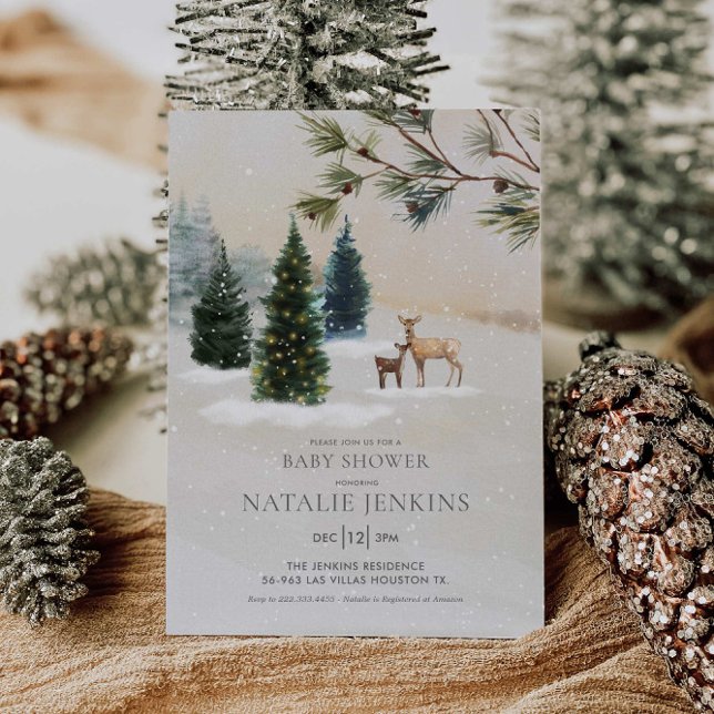 Invitación Winter Woodland Gender Neutral Baby Shower (Subido por el creador)