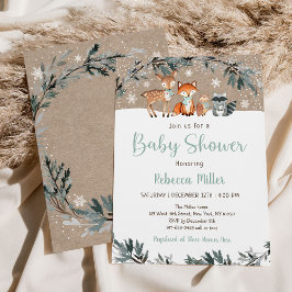 Invitación Winter Woodland Greenery Baby Shower