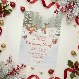 Invitación Winter Woodland Merry Christmas Forest Animals
