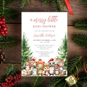 Invitación Winter Woodland Merry Pequeños Navidades Baby Show