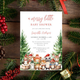 Invitación Winter Woodland Merry Pequeños Navidades Baby Show