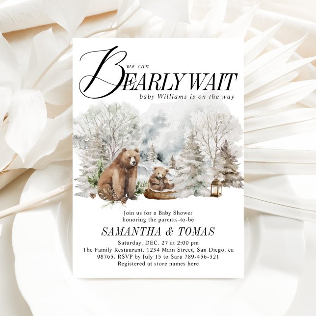 Invitación Winter Woodland podemos esperar Baby Shower (Subido por el creador)