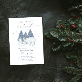 Invitación Winter Woodland Polar Bear Baby Shower