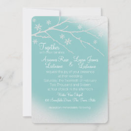 Invitación Winter Woodland Snowflakes Silver Gray and Aqua