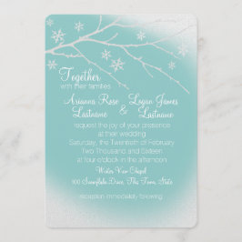 Invitación Winter Woodland Snowflakes Silver Gray and Aqua