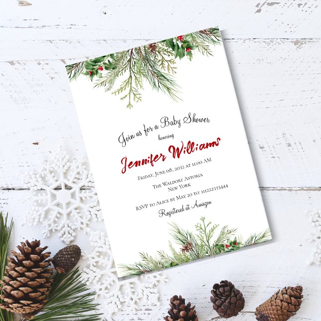 Invitación Winter Wreath Pine Baby Shower (Subido por el creador)
