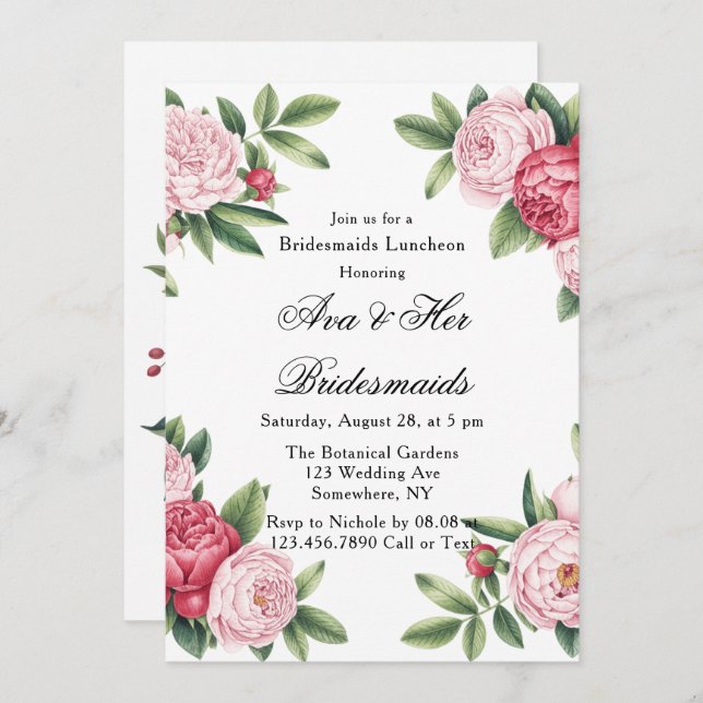 Invitación Winterberry Primrose Floral Bridemaids Luncheon (Anverso / Reverso)