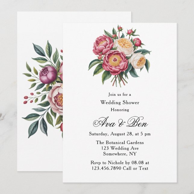 Invitación Winterberry Primrose Paint Floral Wedding Shower (Anverso / Reverso)