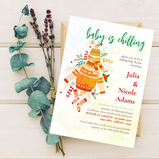 Invitación Winters Warm Clothes Cute Baby Shower (Subido por el creador)