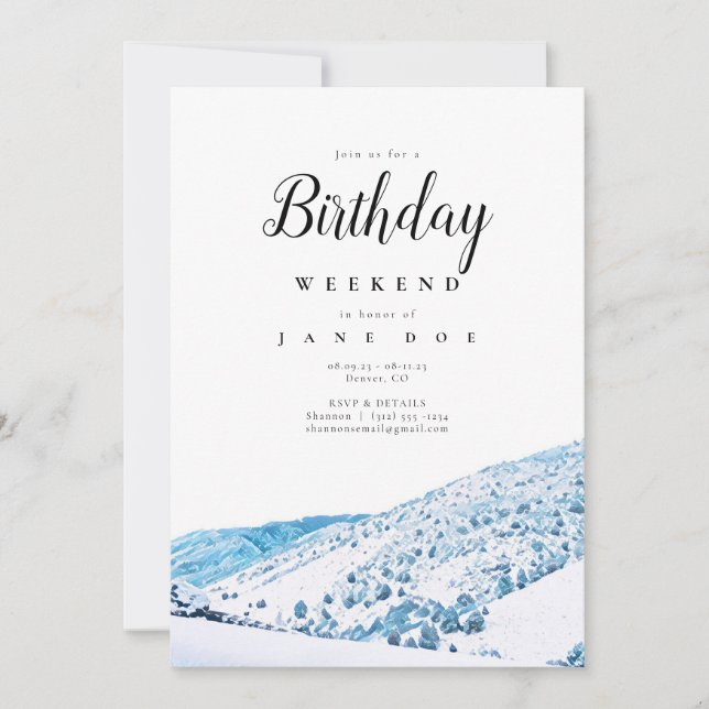 Invitación Wintery Colorado Mountains Birthday Weekend (Anverso)