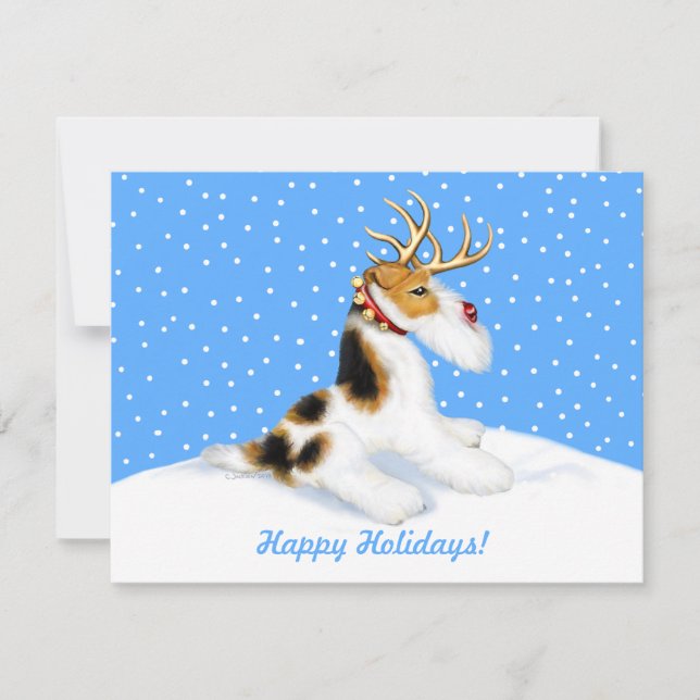 Invitación Wire Fox Terrier Reindeer (Anverso)