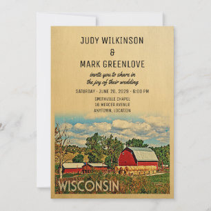 Invitación Wisconsin Wedding Invitation Farm Barn Rustic