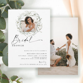 Invitación Wisps of Eucalyptus Greenery Photo Bridal Shower