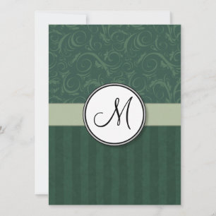 Invitación Wisps y rayas florales Verde azuladas de esmeralda