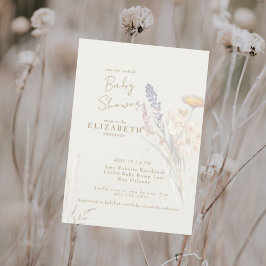 Invitación Wispy Botanical Floral Cream Baby Shower