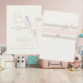 Invitación Wispy Botanical Floral Cream II Baby Shower