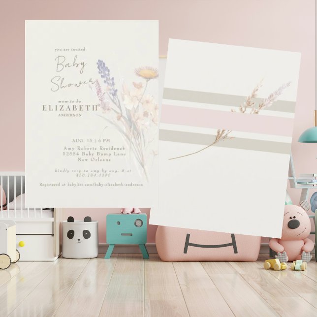 Invitación Wispy Botanical Floral Cream II Baby Shower (Subido por el creador)