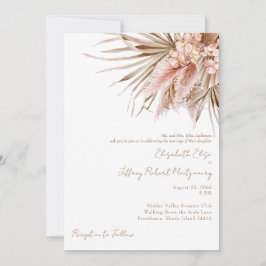 Invitación Wispy Watercolor Pampas Boda Rubor