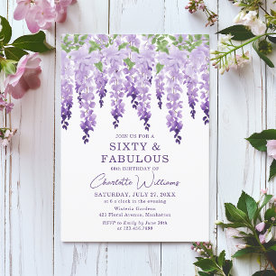 Invitación Wisteria acuarela 60 y fabulosa Moda floral