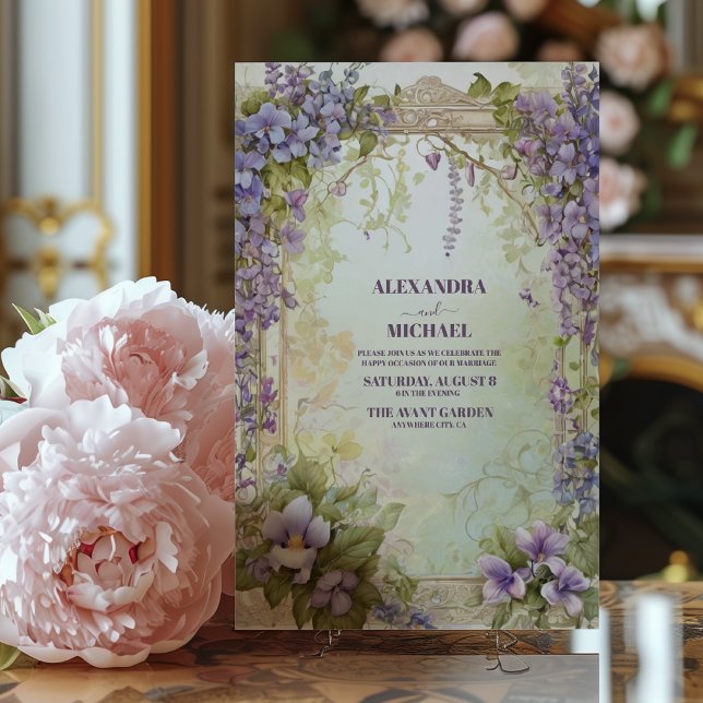 Invitación Wisteria acuarela florece Boda romántico (Subido por el creador)