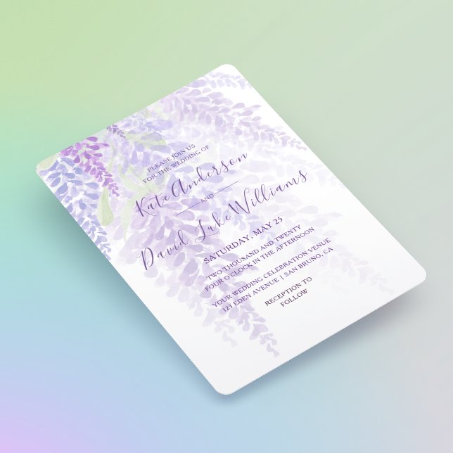 Invitación Wisteria acuarela florece Boda romántico (Subido por el creador)