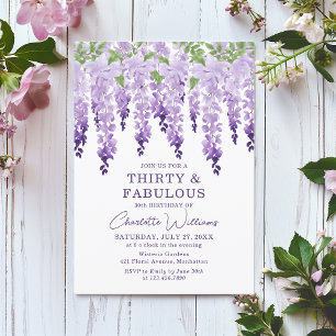 Invitación Wisteria acuarela Treinta y Fabulosa Moda floral