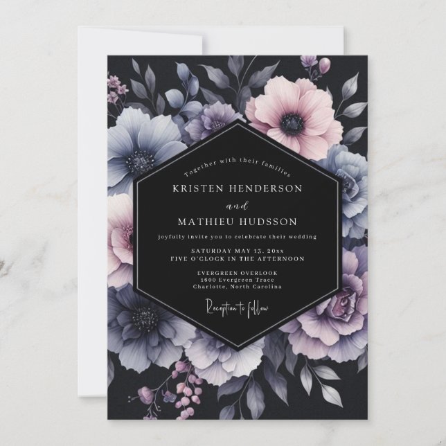 Invitación Wisteria Chiaroscuro Floral Wedding (Anverso)