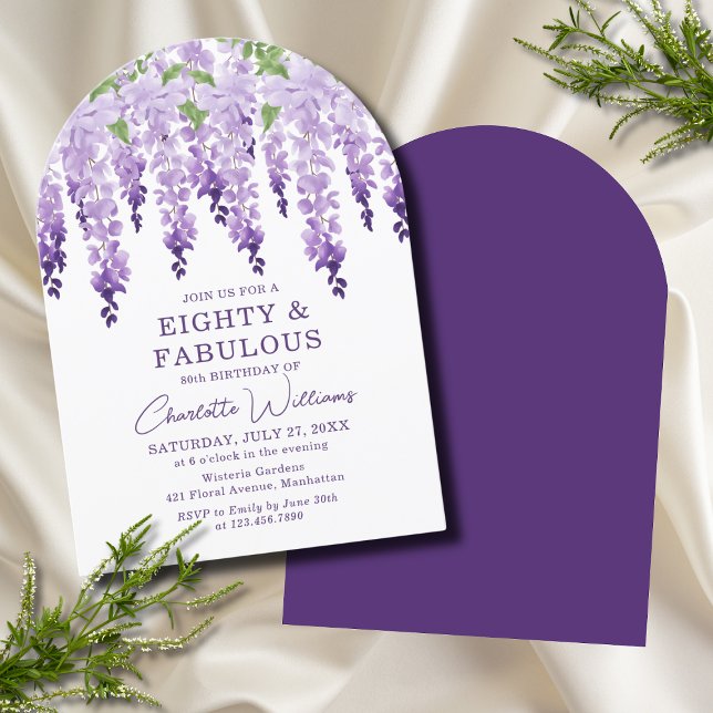 Invitación Wisteria de acuarela 80 y fabulosa Moda floral (Subido por el creador)