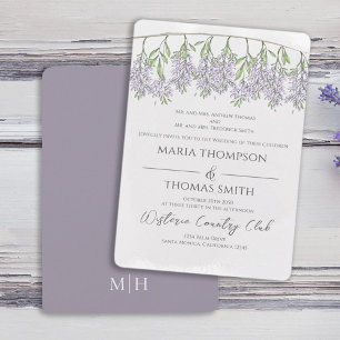 Invitación Wisteria de escritura de caligrafía floral acuarel