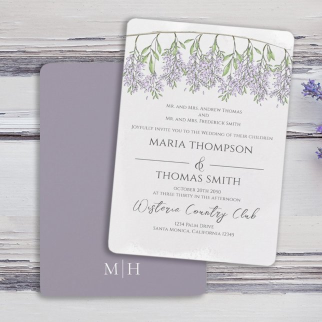 Invitación Wisteria de escritura de caligrafía floral acuarel (Subido por el creador)