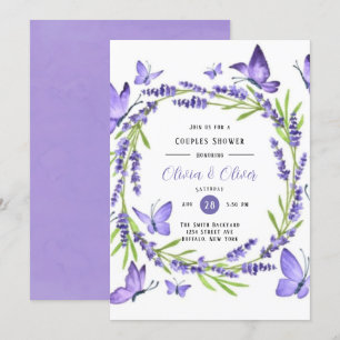 Invitación Wisteria De Lavanda Y Ducha De Parejas De Mariposa