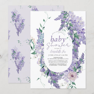 Invitación Wisteria Dusty Purple Watercolor Baby Shower