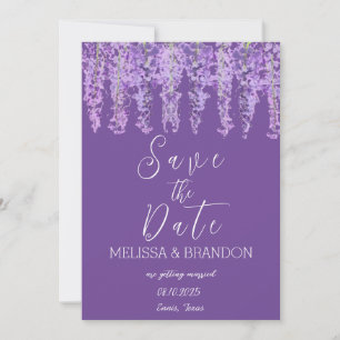 Invitación Wisteria Floral acuarela morada Boda