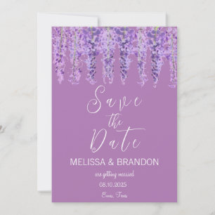 Invitación Wisteria Floral acuarela morada Boda