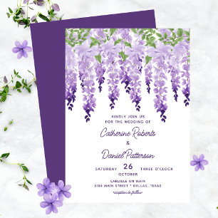 Invitación Wisteria Floral Elegante Guión Moderno