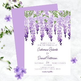 Invitación Wisteria Floral Elegante Guión Moderno