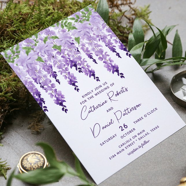 Invitación Wisteria Floral Elegante Guión Moderno (Subido por el creador)