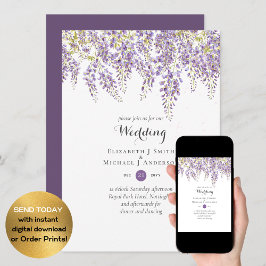 Invitación Wisteria Floral Garden Lavender Boda Purple