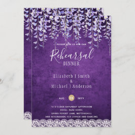 Invitación Wisteria Floral Lace REHEARSAL CENA INVITE