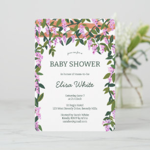 Invitación Wisteria Flores Vines PERSONALIZADO Código QR Baby
