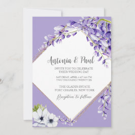 Invitación Wisteria fotográfica florece Boda de código QR