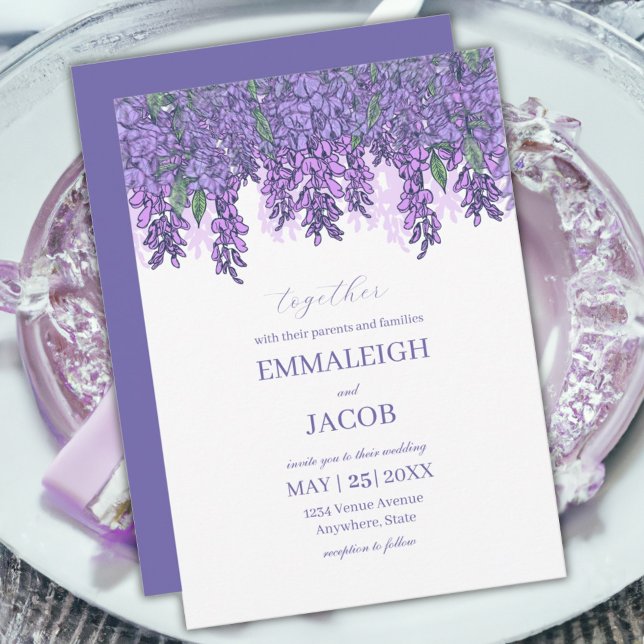 Invitación Wisteria Garden Romántico Boda Púrpura (Subido por el creador)