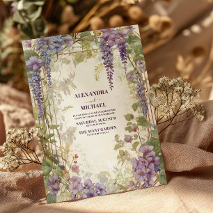 Invitación Wisteria Garden Romántico Boda Púrpura