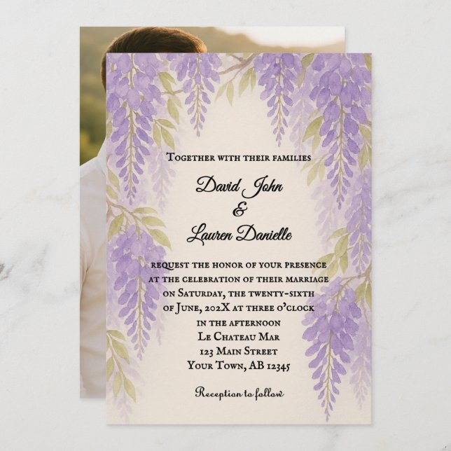 Invitación Wisteria Lane Photo Wedding Invitation (Anverso / Reverso)